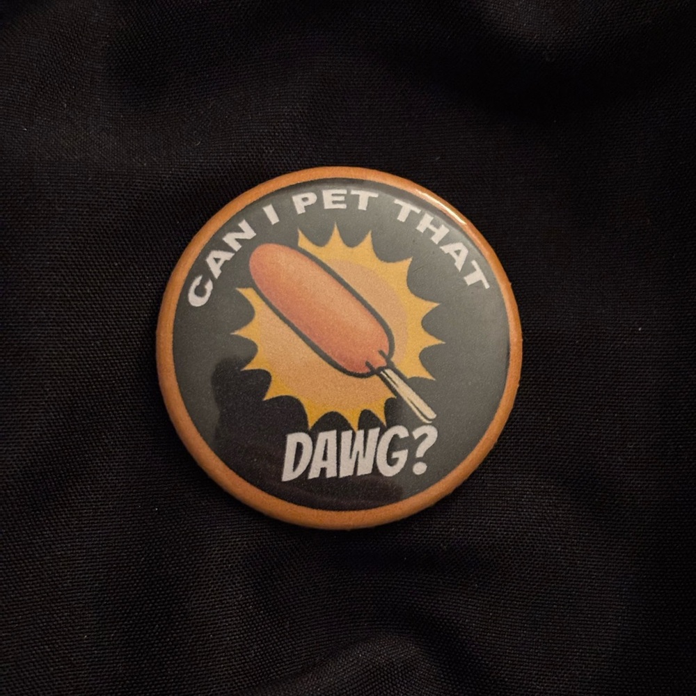 funny corn dog button pin